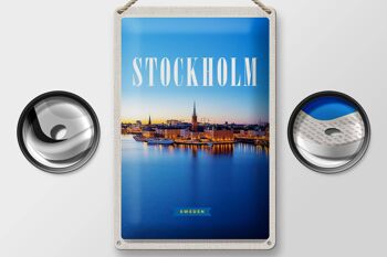 Panneau en étain voyage 20x30cm Stockholm Suède voyage en ville en mer 2