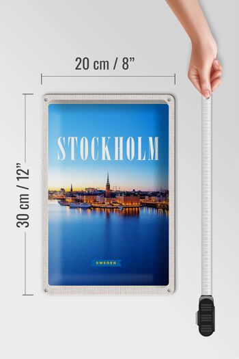 Panneau en étain voyage 20x30cm Stockholm Suède voyage en ville en mer 4