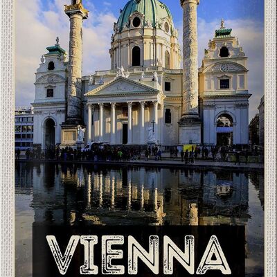 Targa in metallo da viaggio 20x30 cm Vienna Austria Karlskirche Travel