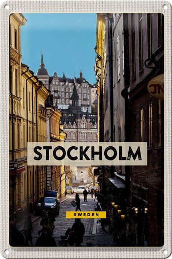 Panneau de voyage en étain, 20x30cm, Stockholm, suède, voyage dans la vieille ville 1