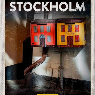 Blechschild Reise 20x30cm Stockholm Schweden Haus Kunst