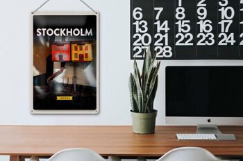 Panneau de voyage en étain, 20x30cm, Stockholm, suède, maison, Art 3