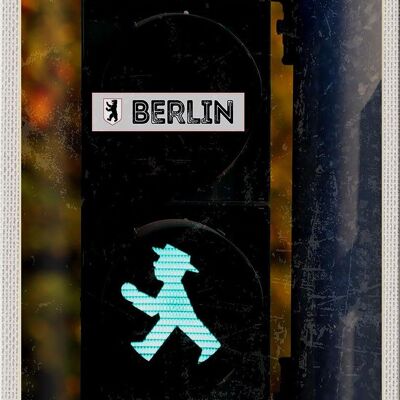 Targa in metallo da viaggio 20x30 cm Berlino Germania Semaforo da viaggio