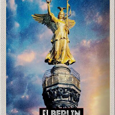 Targa in metallo da viaggio 20x30 cm Berlino DE Alexanderplatz Colonna della Vittoria