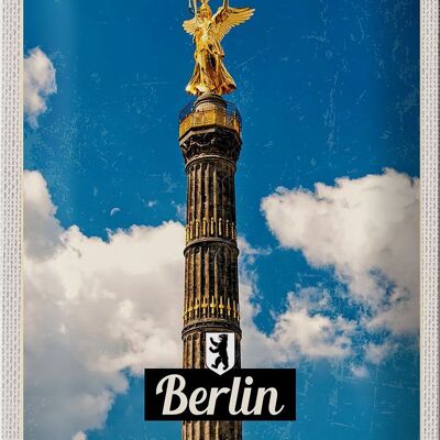 Cartel de chapa de viaje 20x30cm Berlín DE destino de viaje Columna de la Victoria