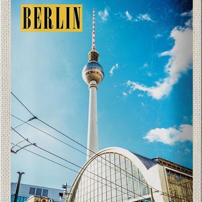 Targa in metallo da viaggio 20x30 cm Berlino Germania Torre della TV Viaggio