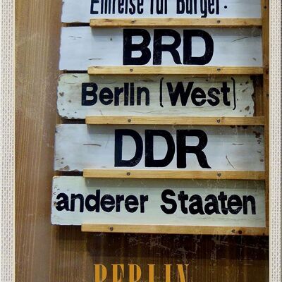 Targa in metallo da viaggio 20x30 cm Berlino DE BRD DDR West immagine