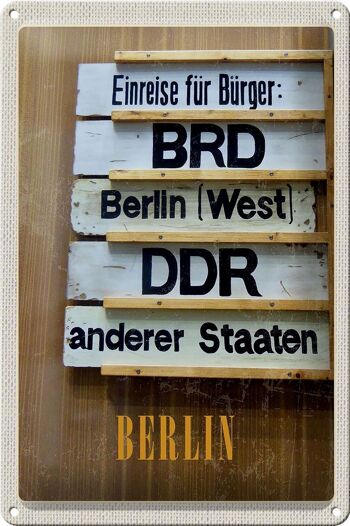 Panneau en tôle voyage 20x30cm Berlin DE BRD DDR West photo 1