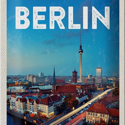 Cartel de chapa viaje 20x30cm Berlín Alemania Torre de TV
