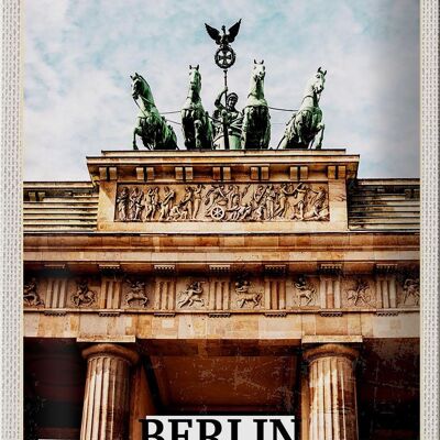 Targa in metallo da viaggio 20x30 cm Berlino Germania Porta di Brandeburgo