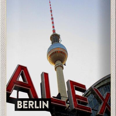 Targa in metallo da viaggio 20x30 cm Berlino Germania Alex TV Tower Sign