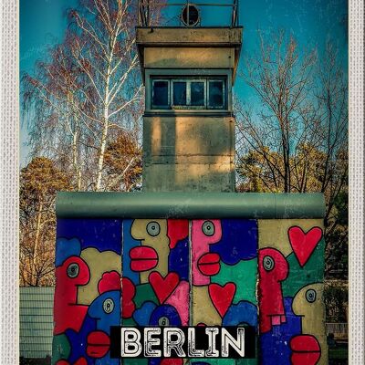 Signe en étain voyage 20x30cm, peinture colorée de Berlin allemagne