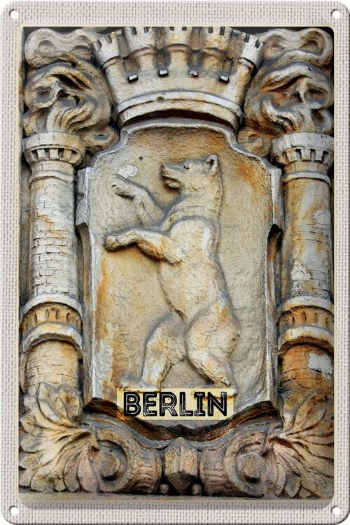 Blechschild Reise 20x30cm Berlin Deutschland Wappen Skulptur