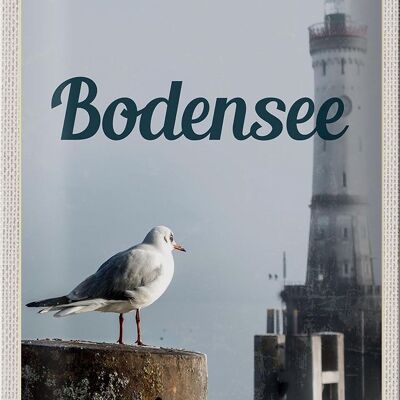 Tin sign travel 20x30cm Lake Constance Germany lighthouse