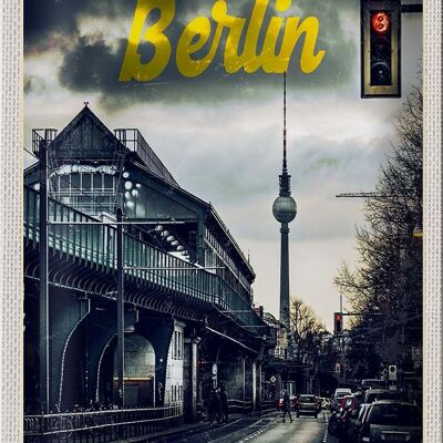 Tin sign travel 20x30cm Berlin Germany Middle Ages painting