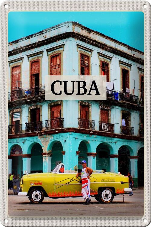 Blechschild Reise 20x30cm Cuba Karibik Oldtimer Haus