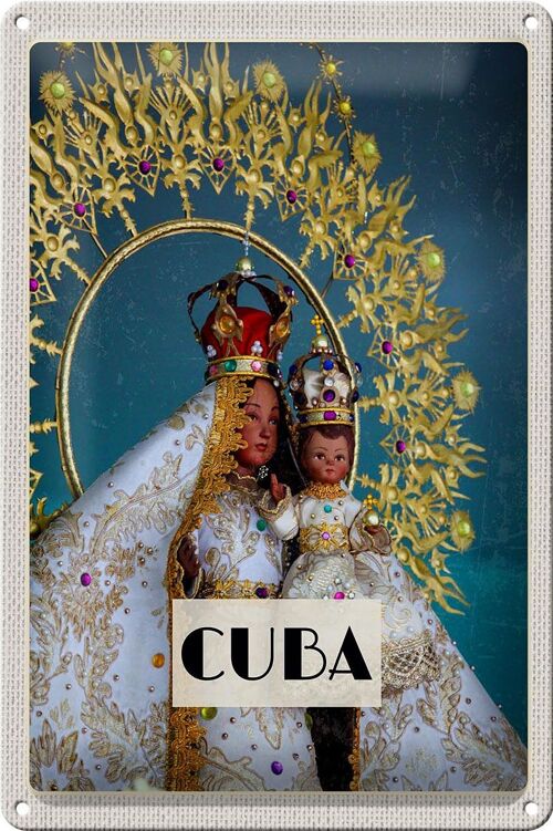 Blechschild Reise 20x30cm Cuba Karibik Königin als Statue