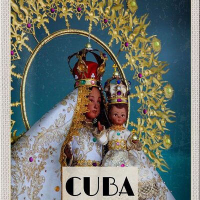 Cartel de chapa viaje 20x30cm Cuba Reina del Caribe como estatua
