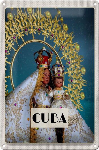Plaque en tôle voyage 20x30cm Cuba Reine des Caraïbes en statue 1