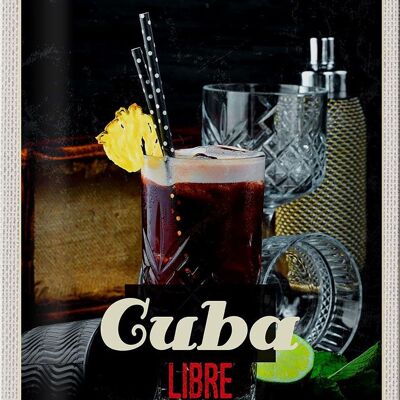 Targa in metallo da viaggio 20x30 cm Cuba Caribbean Vacation Drinks Libre