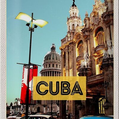 Signe en étain voyage 20x30cm, vacances au centre-ville de Cuba et des caraïbes