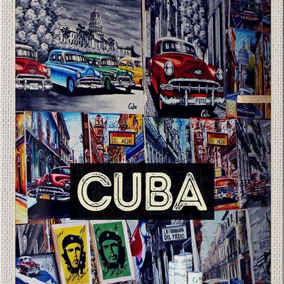 Targa in metallo da viaggio 20x30 cm Cuba Caribbean Freedom City Painting