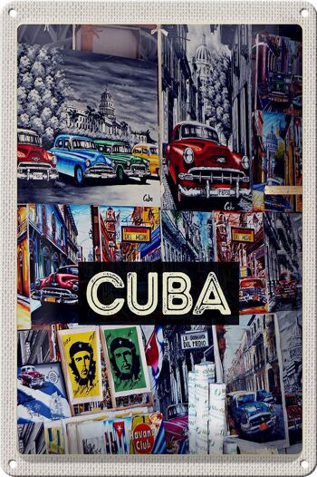 Signe en étain voyage 20x30cm, peinture de ville de la liberté de Cuba et des caraïbes 1