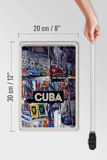 Signe en étain voyage 20x30cm, peinture de ville de la liberté de Cuba et des caraïbes 4