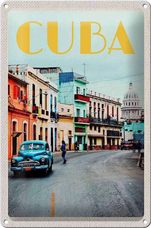 Blechschild Reise 20x30cm Cuba Karibik Stadtzentrum Stadt