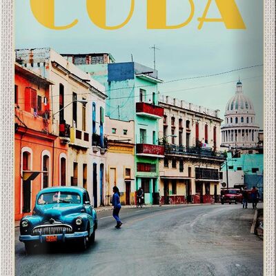 Targa in metallo da viaggio 20x30 cm Cuba Caraibi centro città