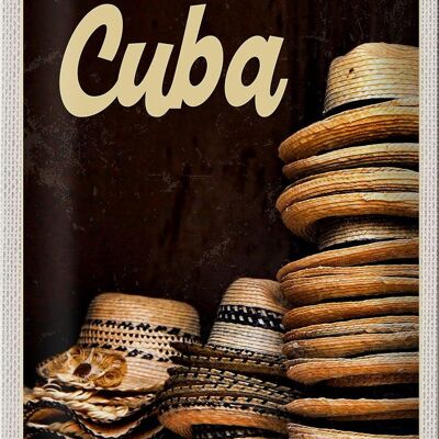 Targa in metallo da viaggio 20x30 cm Cuba Caraibi Cappello Vacanze Vacanze