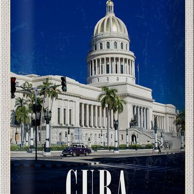 Targa in metallo da viaggio 20x30 cm Cuba Caraibi dipinto vista