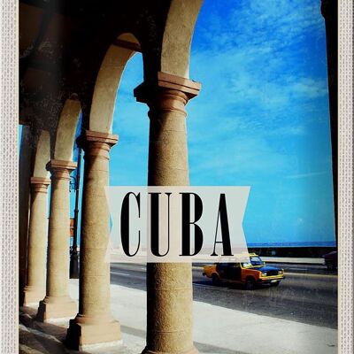 Targa in metallo da viaggio 20x30 cm Cuba Caraibi Street Car Painting