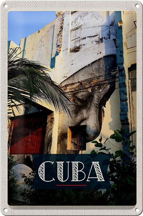 Blechschild Reise 20x30cm Cuba Karibik Gemälde auf Hauswand