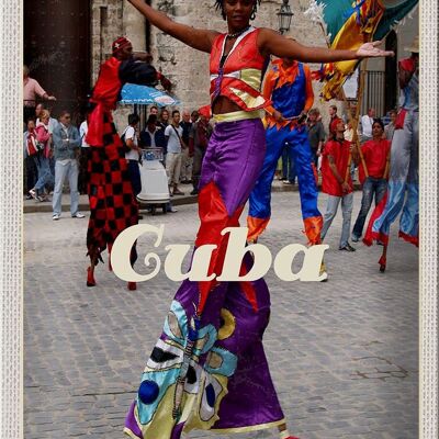 Cartel de chapa de viaje 20x30cm Cuba Caribe festival de danza afro colorido