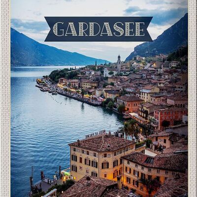 Cartel de chapa Travel 20x30cm Lago Garda Italia Vista Ciudad Lago