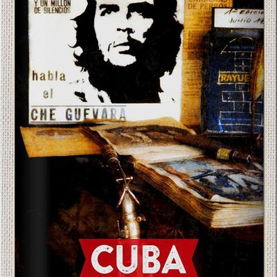 Targa in metallo da viaggio 20x30 cm Cuba Caraibi Che Guevara Democrazia