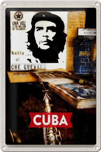 Signe en étain voyage 20x30cm, Cuba caraïbes Che Guevara démocratie 1