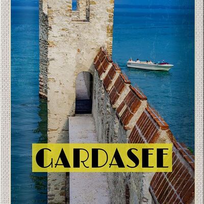 Cartel de chapa de viaje, 20x30cm, lago de Garda, Italia, construcción de barcos, verano