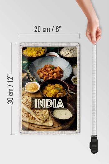 Signe en étain voyage 20x30cm, nourriture indienne, curry, poulet, riz 4