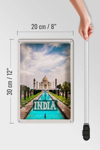 Panneau de voyage en étain, 20x30cm, inde, mosquée Taj Mahal, jardin Agra 4