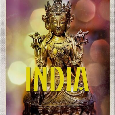 Targa in metallo da viaggio 20x30 cm India Scultura Dea buddista