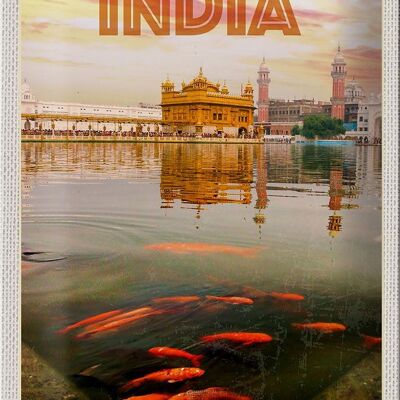 Targa in metallo da viaggio 20x30 cm India Temple Amritsar Holy Lake