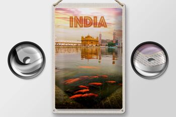 Panneau de voyage en étain, 20x30cm, Temple indien, Amritsar, lac sacré 2