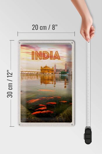 Panneau de voyage en étain, 20x30cm, Temple indien, Amritsar, lac sacré 4