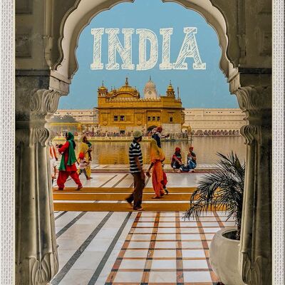 Cartel de chapa de viaje 20x30cm India Templo Dorado Amritsar