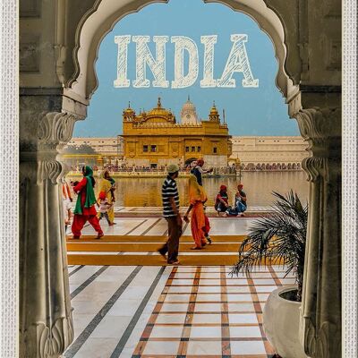 Targa in metallo da viaggio 20x30 cm India Golden Temple Amritsar