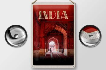 Panneau de voyage en étain, 20x30cm, mosquée intérieure de l'inde, prière rouge, Islam 2