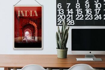 Panneau de voyage en étain, 20x30cm, mosquée intérieure de l'inde, prière rouge, Islam 3