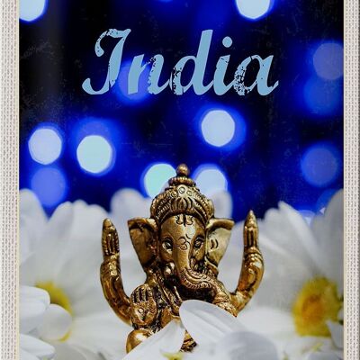 Tin sign travel 20x30cm India sculpture elephant Ganesha Hindu